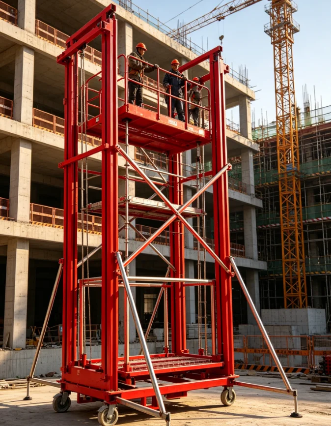 Customized Electric Scaffold Lift Platform with Outriggers Stable Motorized Construction Scaffolding Aerial Elevator