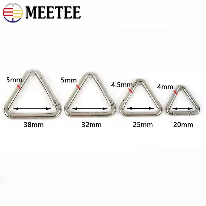 Fotografia 4: Anel de mola triangular de metal, 5/10 peças, bolsa que pode ser aberta, fivela de cinto, mosquetão, chaveiro, corrente de cachorro, fecho de pressão, gancho de gatilho