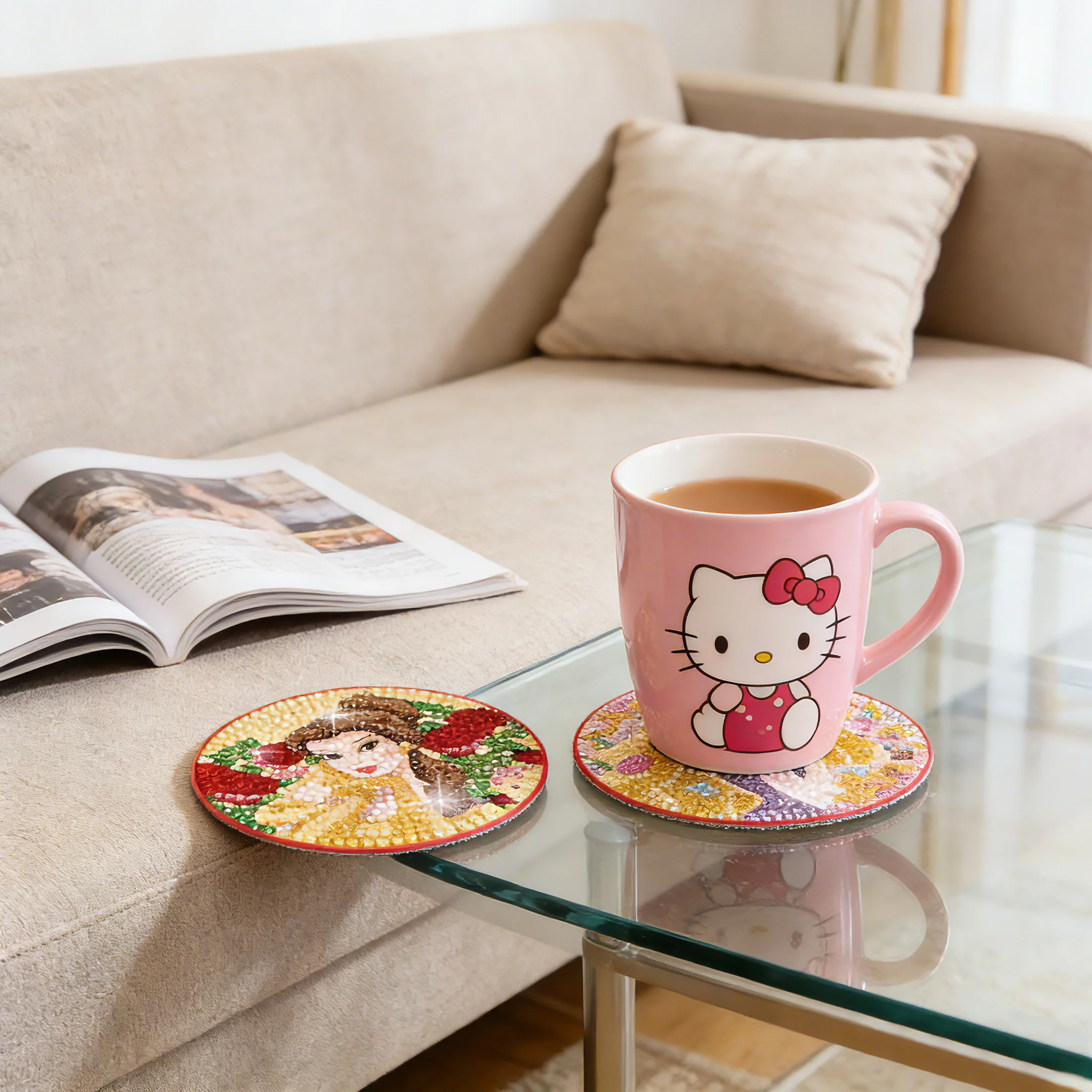 Princess Queen Series Disney  Diamond Painting Coasters with Holder DIY Cartoon Character Souvenirs New Arrival view 2