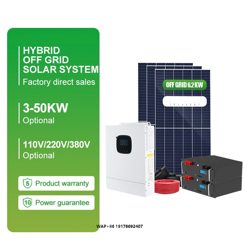 Complete Set Off-grid Solar Energy Power Storage System 5000W-10KW ‘MPPT Pure Sine Wave Inverter Electric Power Generation Kit