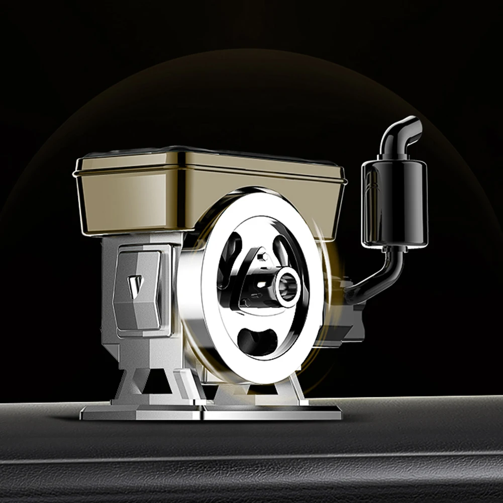 Solar Powered Car Air Freshener Diffuser Vintage Engine Style with Automatic Rotation for Efficient Purification