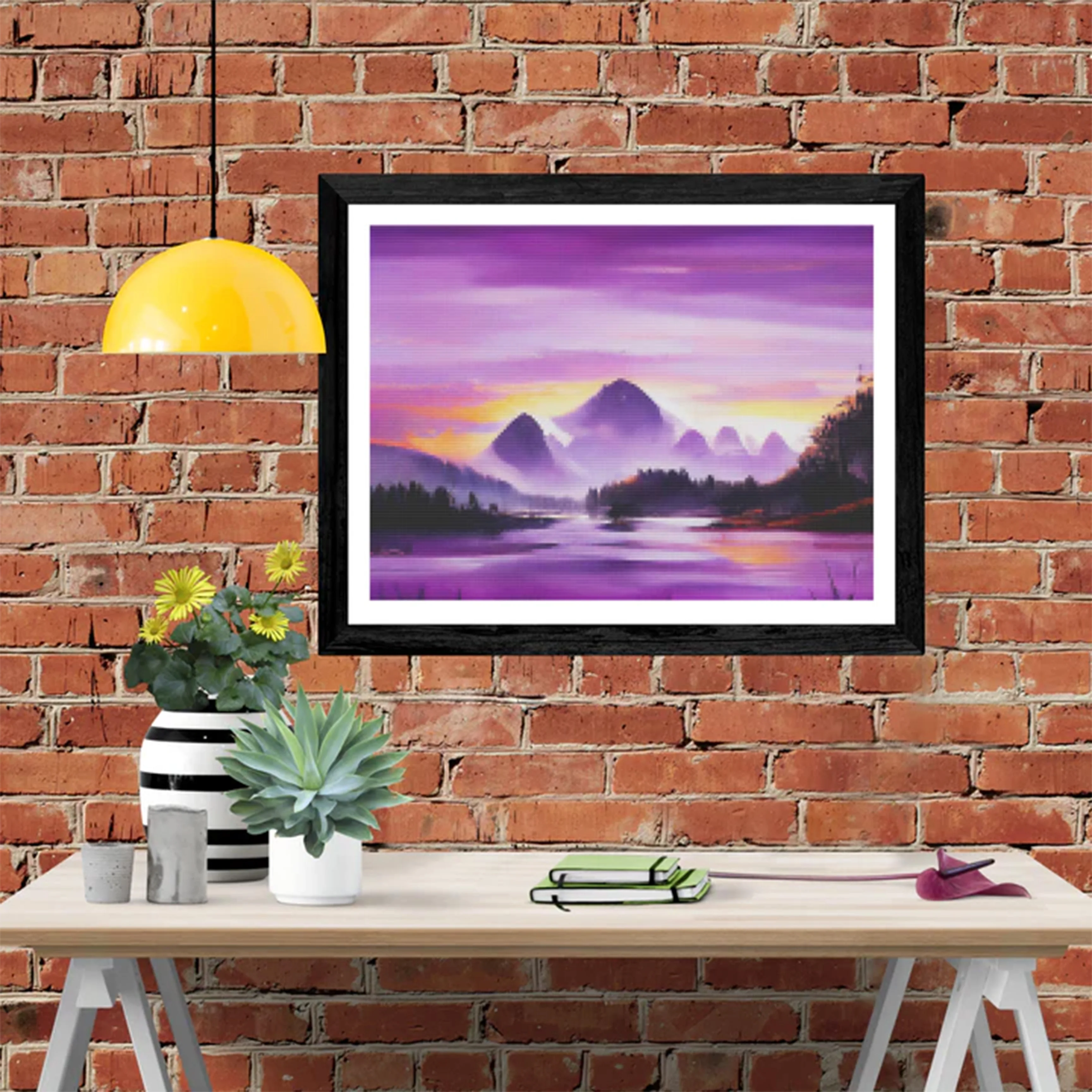 LZAIQIZG 5D Diamond Painting Purple Sunrise Full Square/Round Diamond Cross Stitch Kit Embroidery Picture  Home Decoration