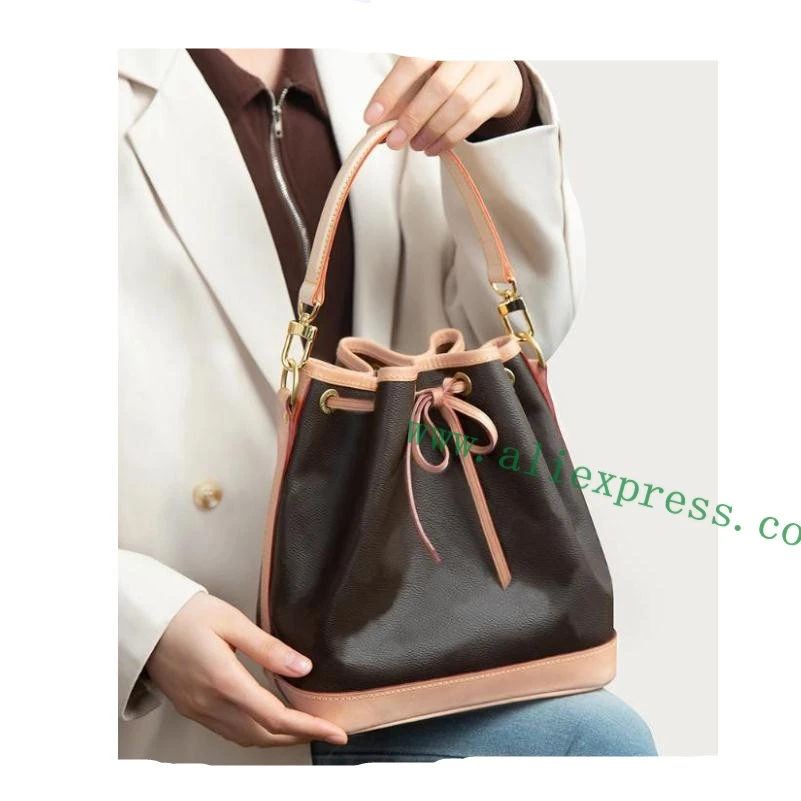 Calf Leather Hand-carried Handle Strap For Designer Women Handbag Lady Neonoe Shoulder Bucket Bag Parts Replacement 7 Colors