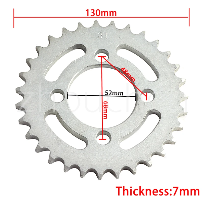 420 31T 52mm Rear Chain Sprocket Suitable For China ATV Quad Pit Off-road Vehicle Motorcycle Motorcycle Moped