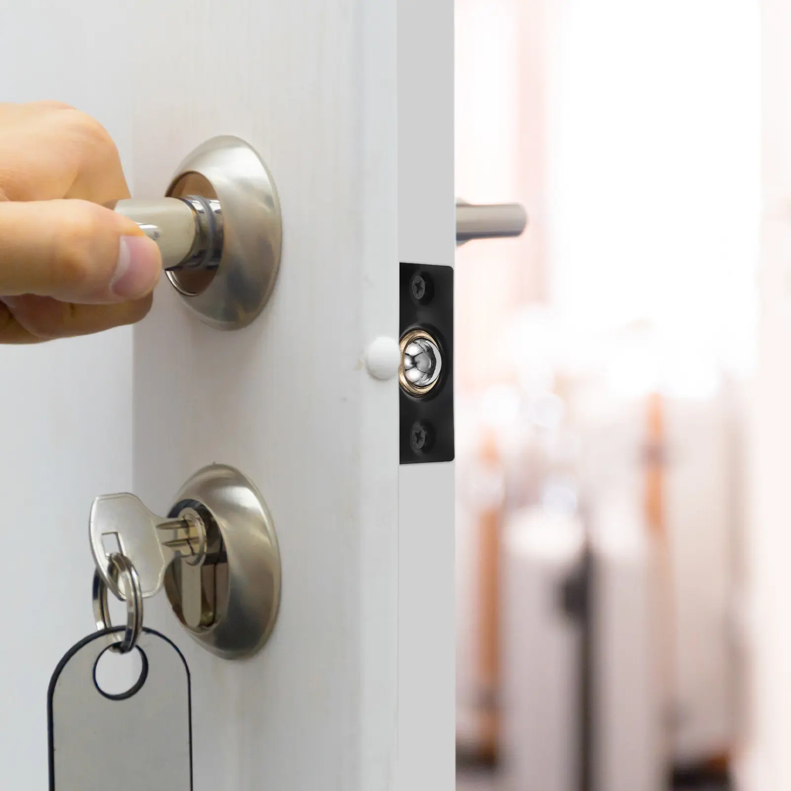 4Pcs Stainless Steel Ball Catch Adjustable Door Catch for Cabinets Interior Doors Closets Sleek Concealed Latch Hardware Set