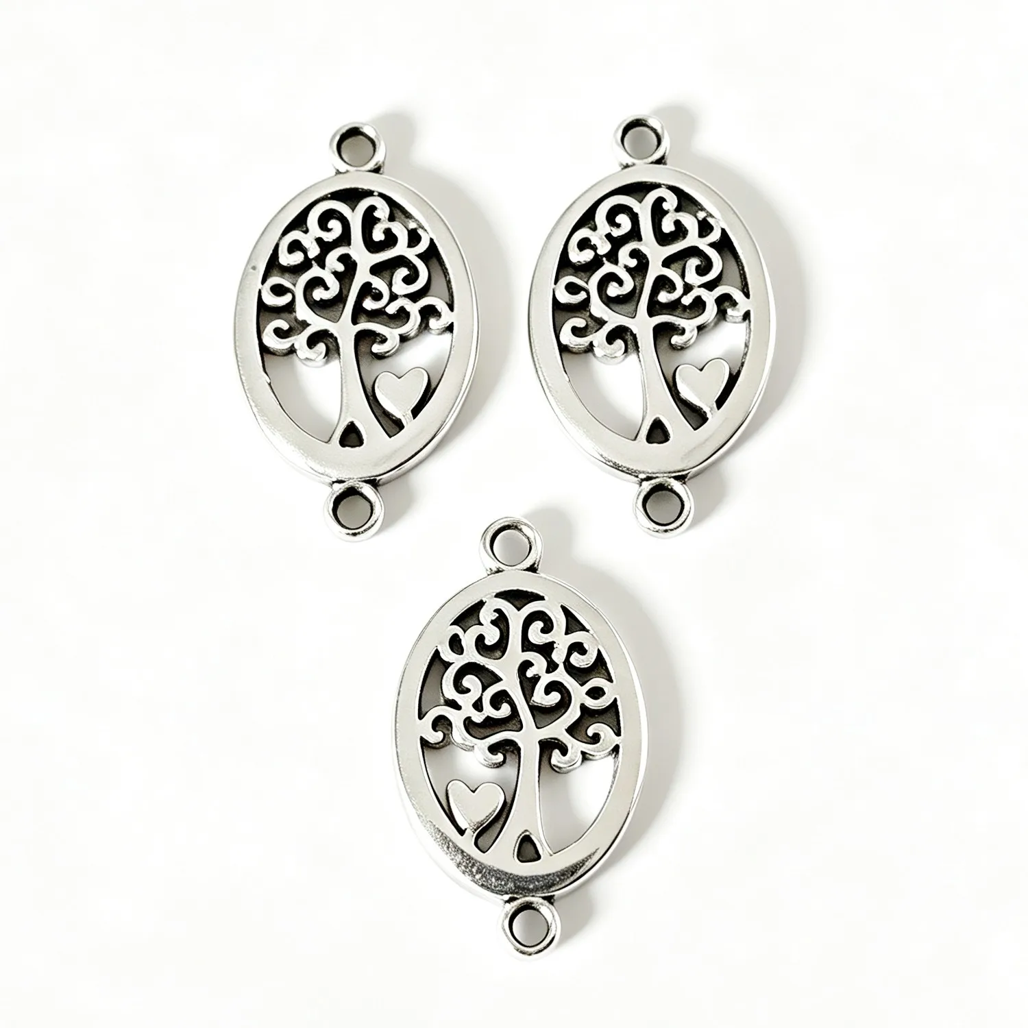 20Pcs 22.5×13mm Zinc Alloy Hollow Love Heart Tree Double‑sided Connector Findings DIY Jewelry Accessories EF4872