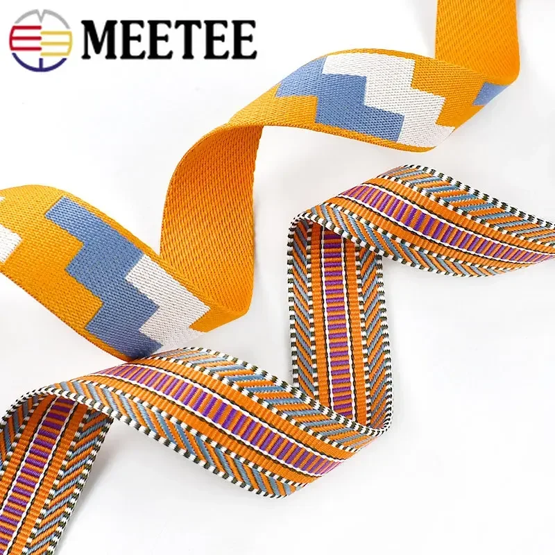 2/5Meters 38mm Jacquard Nylon Webbing Tape Backpack Shoulder Bag Strap Decorative Embroidered Ribbon Belt DIY Sewng Accessories