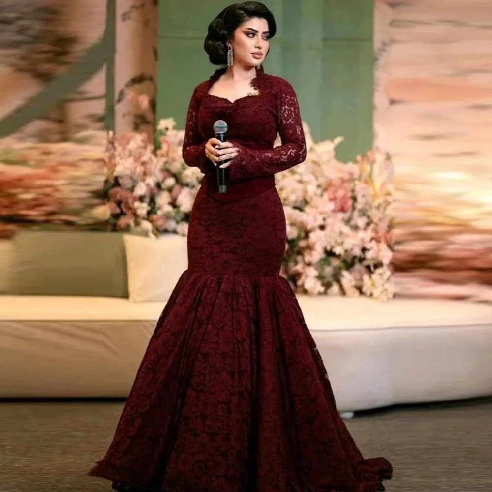 

Индивидуальное вечернее платье-русалка бордового цвета с кружевом, с жакетом, декольте «сердечко», силуэт «рыбий хвост», для выпускного вечера, с корсетом, мягкие вечерние наряды