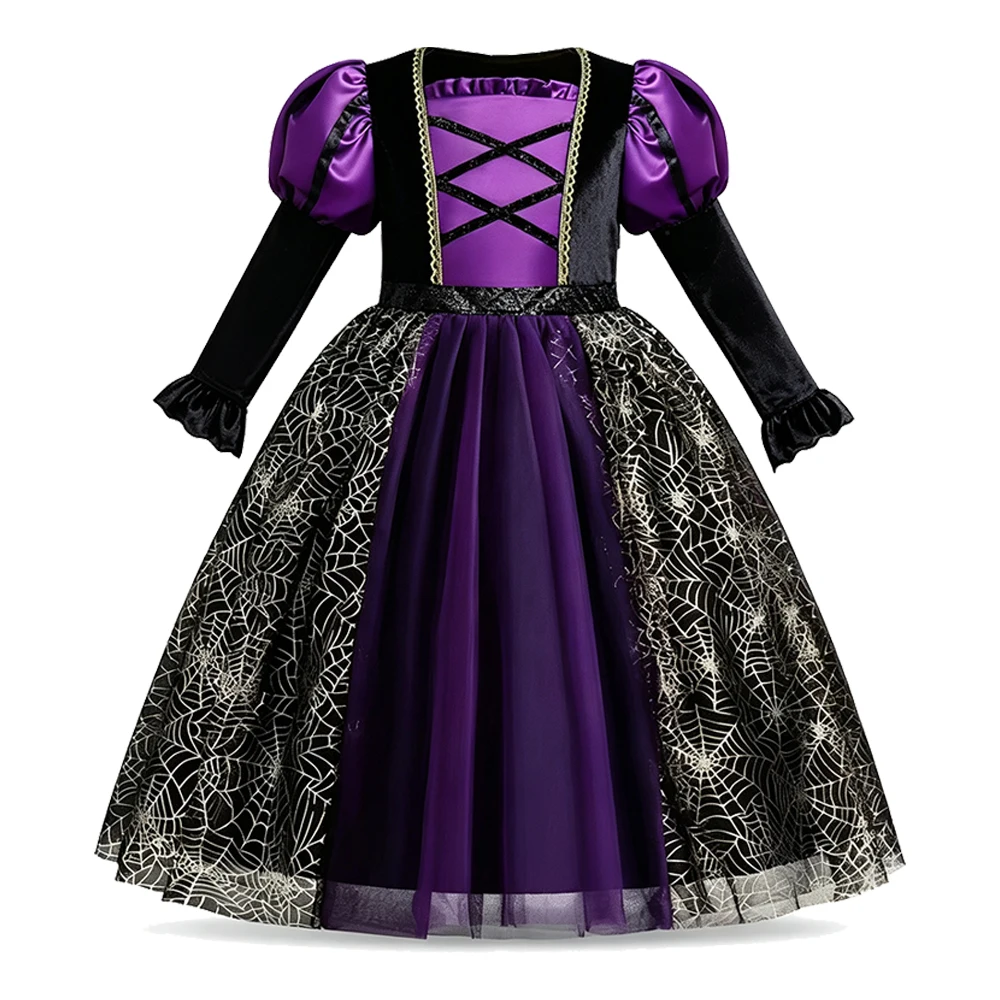 Schwarzes Hexenkostüm für Mädchen, Halloween-Kostüme, Karnevalsparty, Bühnenauftritt, Kinderkleid, Langarm-Outfit, 3 4 5 6 7 Jahre – Detail 3