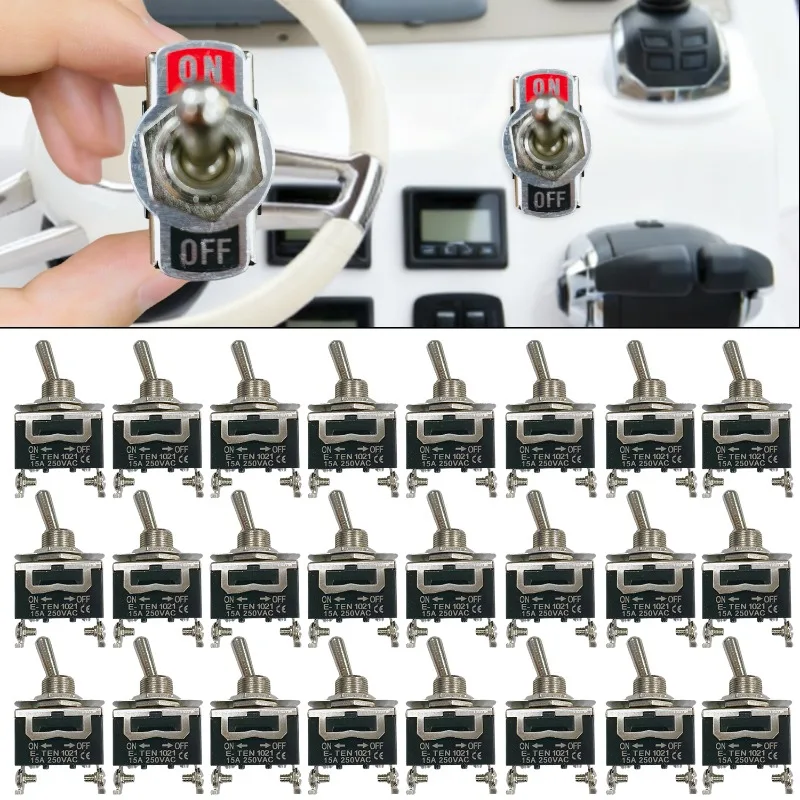 

1-2 шт., кулисный переключатель для автомобиля, лодки, 2-контактный SPST, кулисные переключатели включения/выключения с водонепроницаемым ботиком, Spst Rocker 15A, 250 В, переключатель