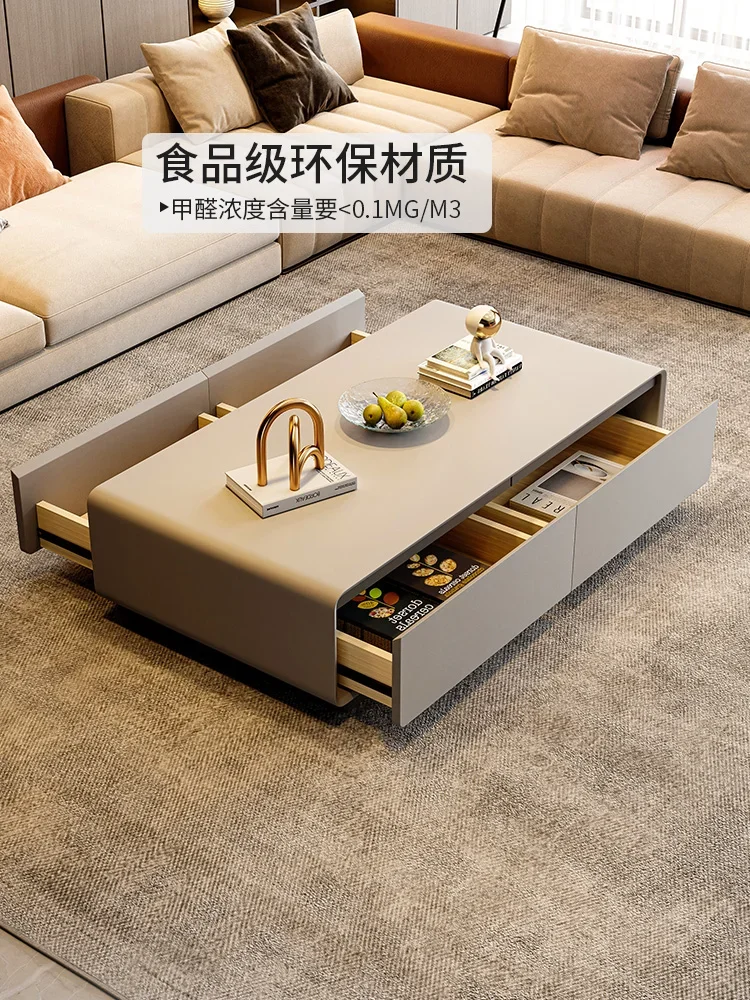 Nordic minimalist and luxurious rectangular coffee table with small and medium-sized units