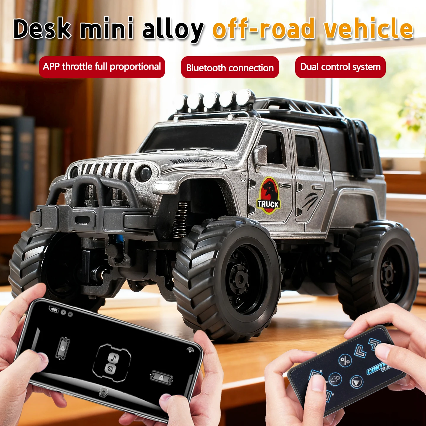 Mini Rc , 1:64 Scale Monster Truck Remote Control Car with Lights, 2.4Ghz Remote Control, Mini Alloy Monster Truck Rc