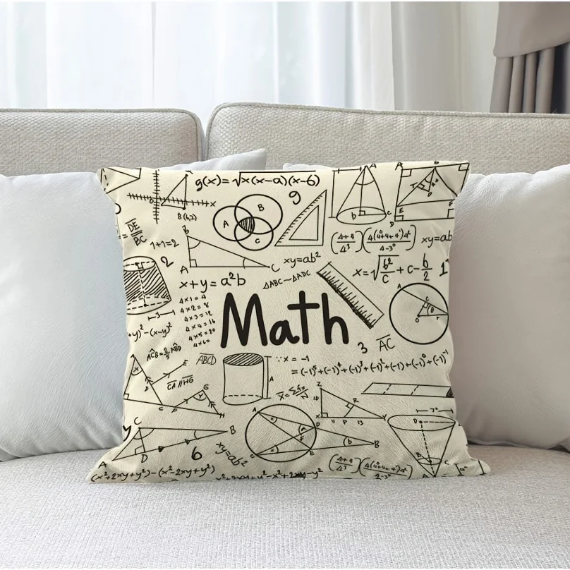 Math Formula Throw Pillow Cover Vintage Handwritten Math Print Decorative Cushion Cover for  Home Decor