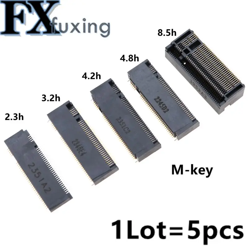 5pcs M.2 Connector 67P M KEY NGFF Interface Socket SSD Socket H=3.2 4.2 4.8 6.7 8.5 M.2 SSD Slot NGFF Socket Hot New