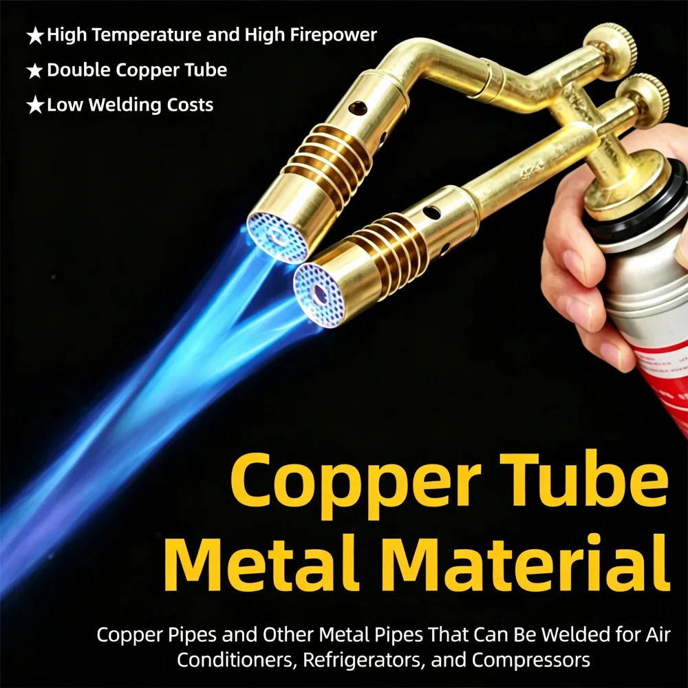 High Quality Gas Torch Head, 1300° Flamethrower Portable Heat Gun for Pipe Welding, Outdoor Camping & Barbecue