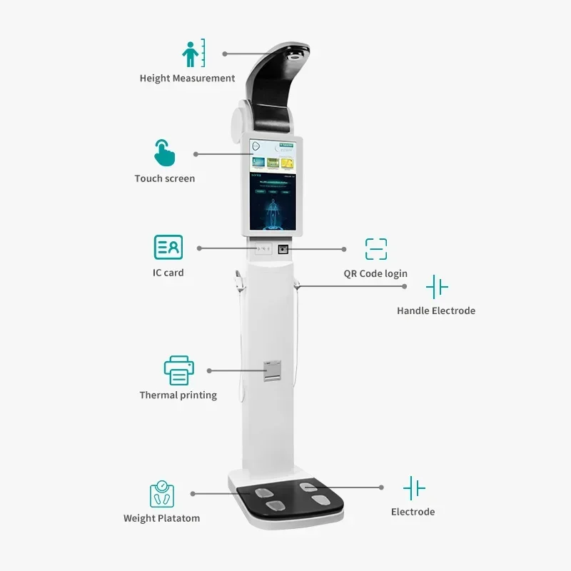 Máquina de análisis de composición corporal, báscula ultrasónica de medición de altura para clínica y hospital, 8 electrodos