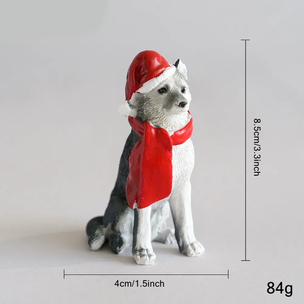 Creative Christmas Hat Dog Sculpture Sitting/Standing Position Modern Deer Desktop Ornament Exquisite Cute Christmas Ornament
