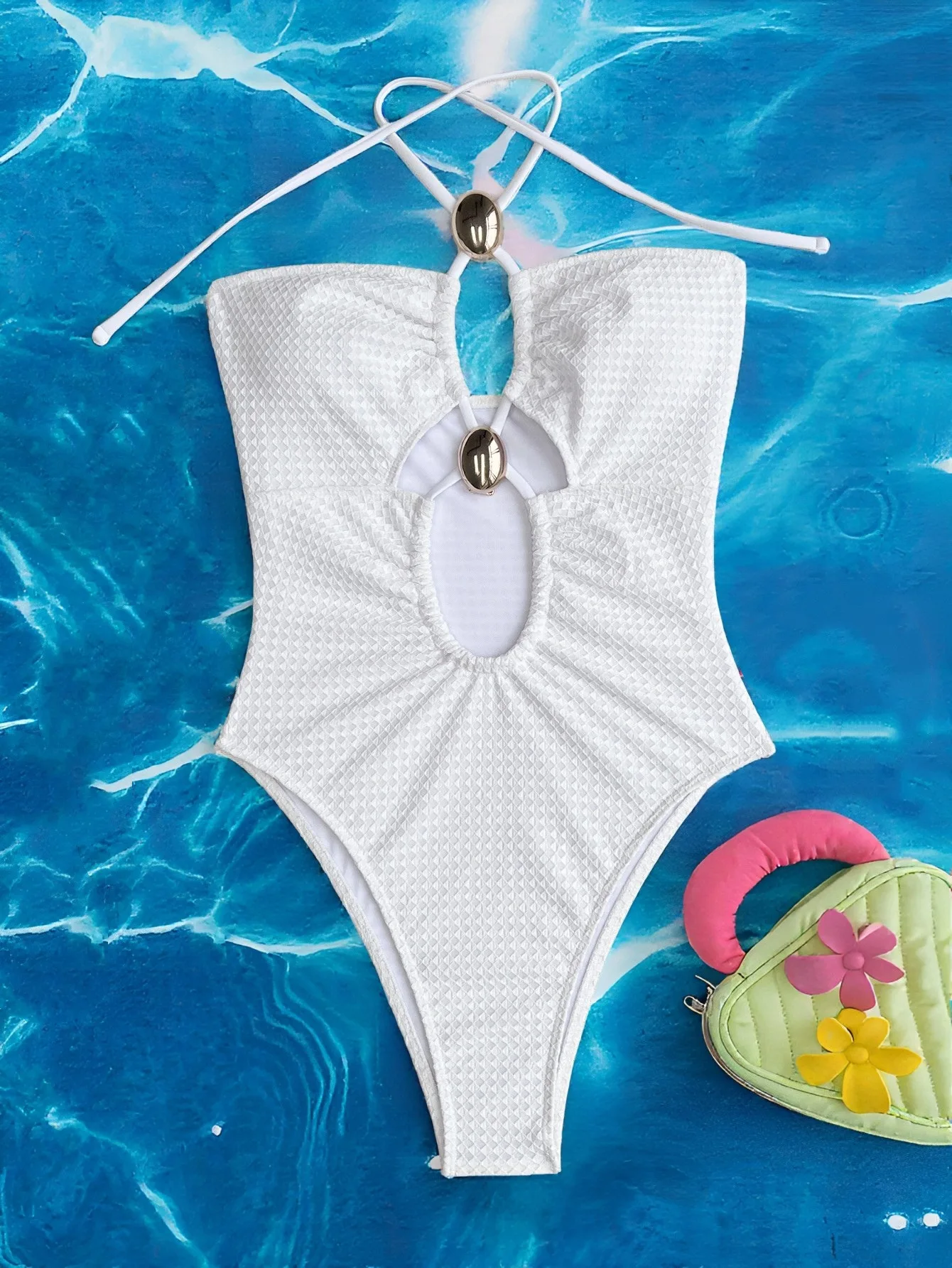 Seksowny strój kąpielowy jednoczęściowy z wycięciami, wiązany na szyi, bikini z wysokim stanem, body, damskie biquini, kostiumy kąpielowe, tankini, trikini