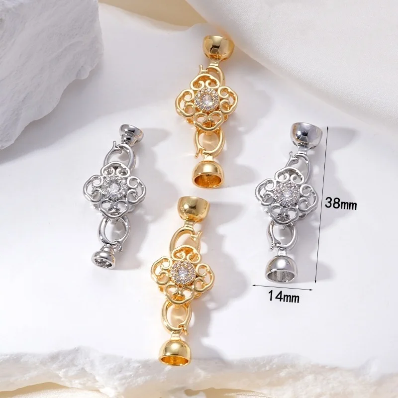 1 Piece Copper Gold-plated Zircon Women's Pearl Necklace Connection Buckle Accessories DIY Jewelry Making Materials Wholesale