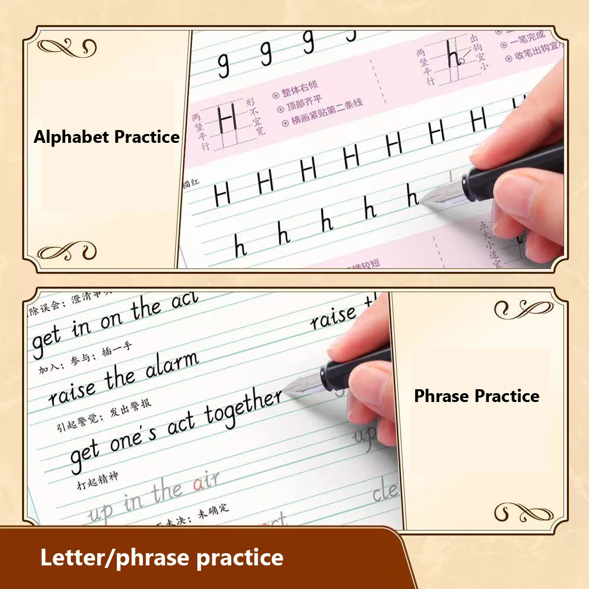 كتاب ممارسة الكتابة اليدوية الإيطالي المائل والمخطوطة باللغة الإنجليزية للبالغين - أدلة للعمل والخط #3