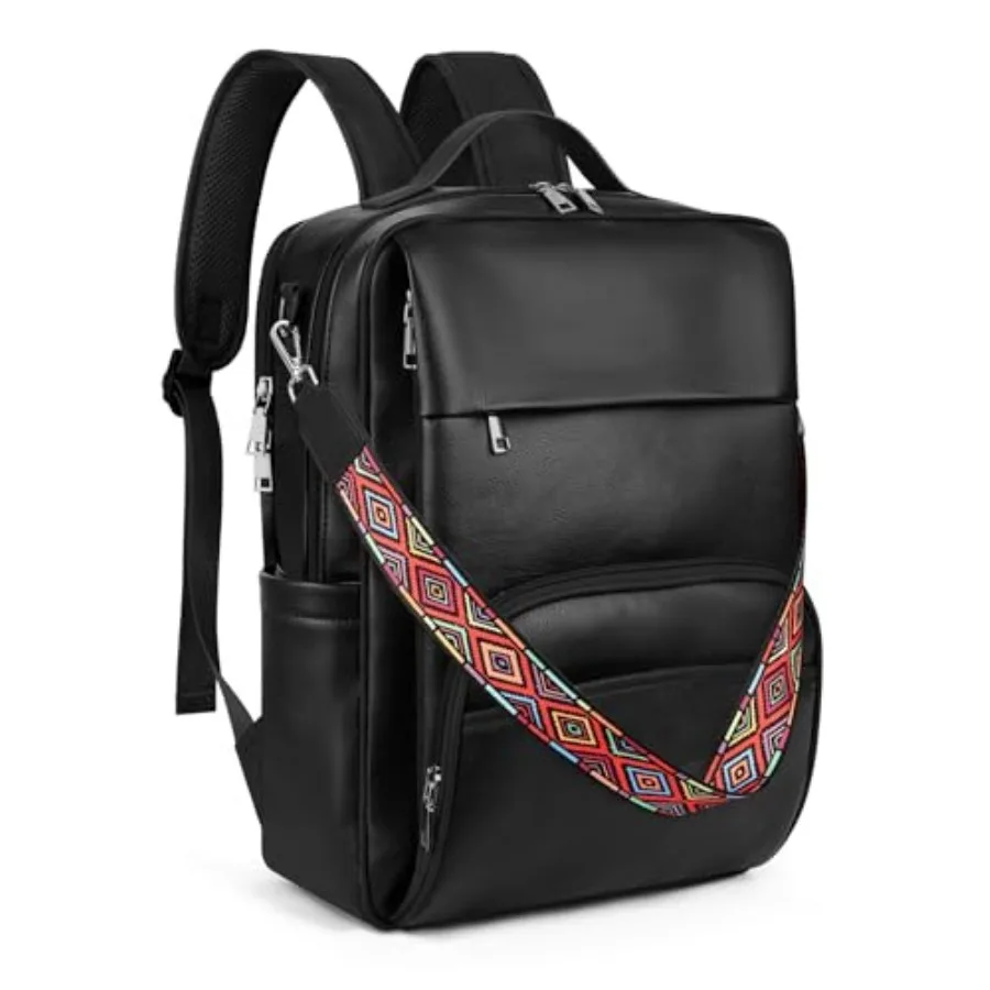 

SYTRAH Leather Laptop Backpack, 15.6 Inch Business Computer Bag, Designer College Backpack Travel Backpack with Colorful Should