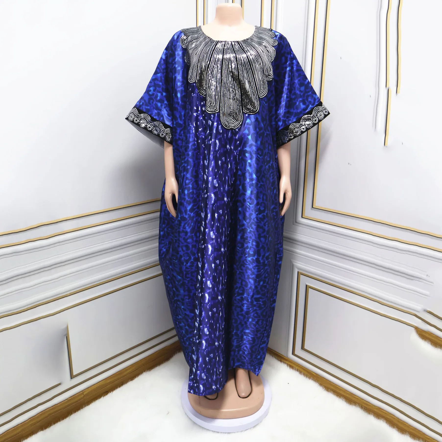 Plus Size African Dresses for Women 2025 New Sequined Printed Loose Straight Turkey Muslim Abayas Dashiki Ankara Wedding Outfits