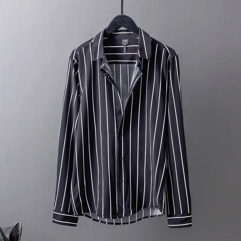 2023 New Spring and Autumn Fashion Stripe Long Sleeve Fashion Casual Light Mature Style Design Sense Youth No Iron Shirt