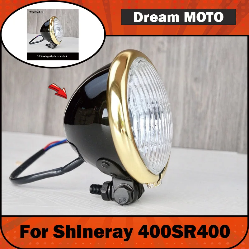 【Premium】For Motorcycle modified 5.75-inch retro headlight assembly with YOUXIA Shineray  400SR400 front headlights