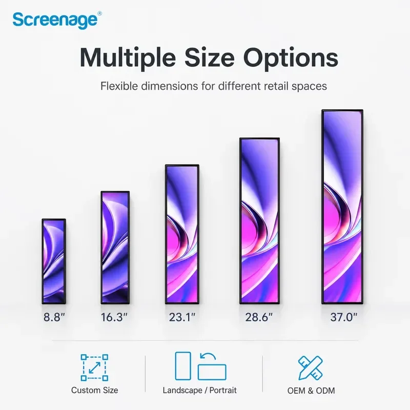 Factory OEM Stretched Bar LCD IP65 Rating Custom Ultra Wide Digital Poster Screen Animation Cloud-Based CMS for Outdoor