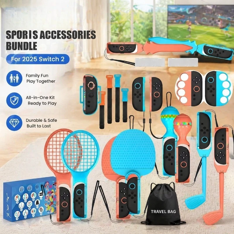Sports Accessories Bundle for 2025 Switch 2,Family Accessories Kit S226 for Switch Sports Games