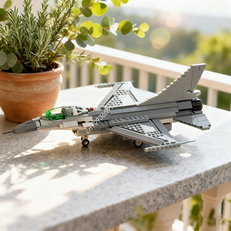 

856 деталей MOC General Dynamics F Fighting Falcon 1, конструктор, креативный набор для сборки, идеальный подарок на Рождество для детей