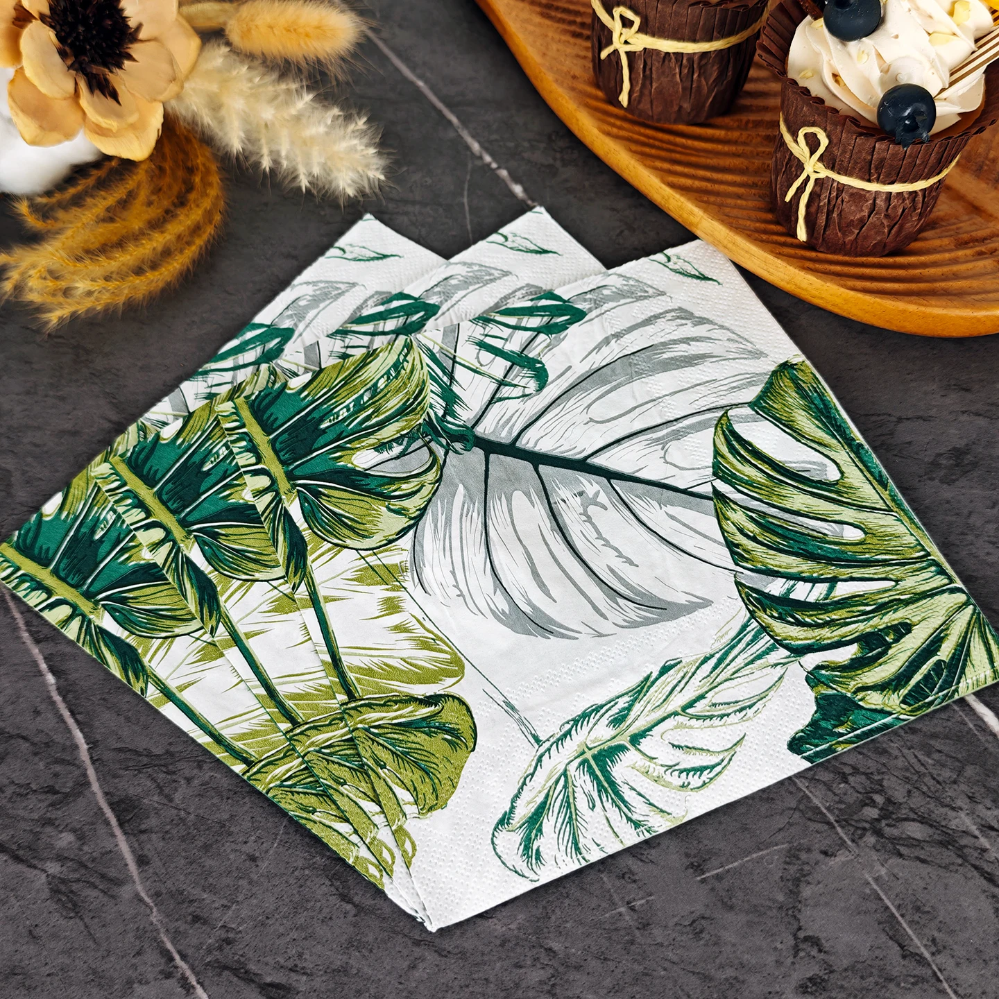 20/50pcs 33*33cm 2ply Monstera Leaf Paper Napkins Suitable for Themed Parties, Party Napkins for Dining,Baking,Festive Parties