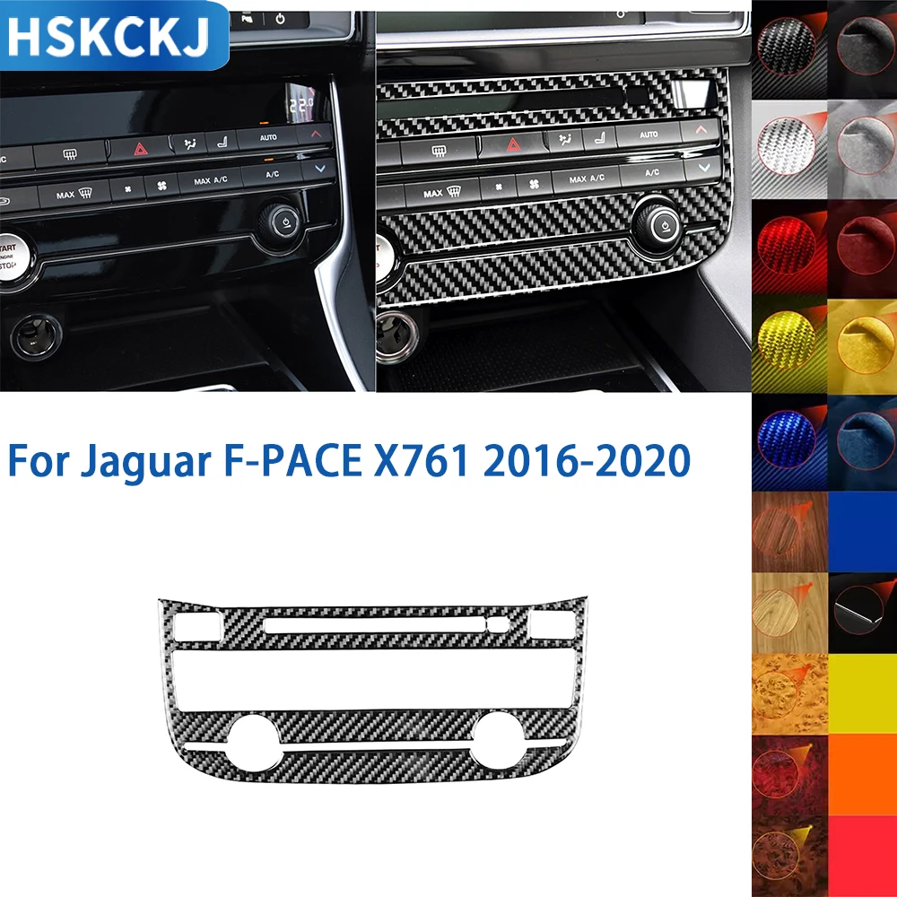 

For Jaguar F-PACE 2016 2017 2018 2019 2020 Real Soft Carbon Fiber Audio Center AC Panel Sticker Interior Trim Accessories