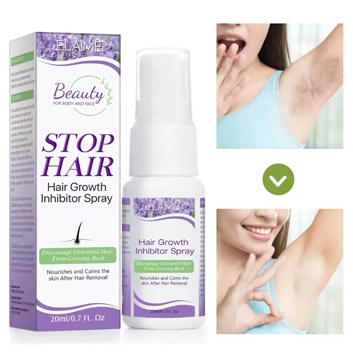 

Permanant Hair Growth Removal Inhibitor Spray Beard Bikini Intimate Legs Body Armpit Painless Facial Stop Hair
