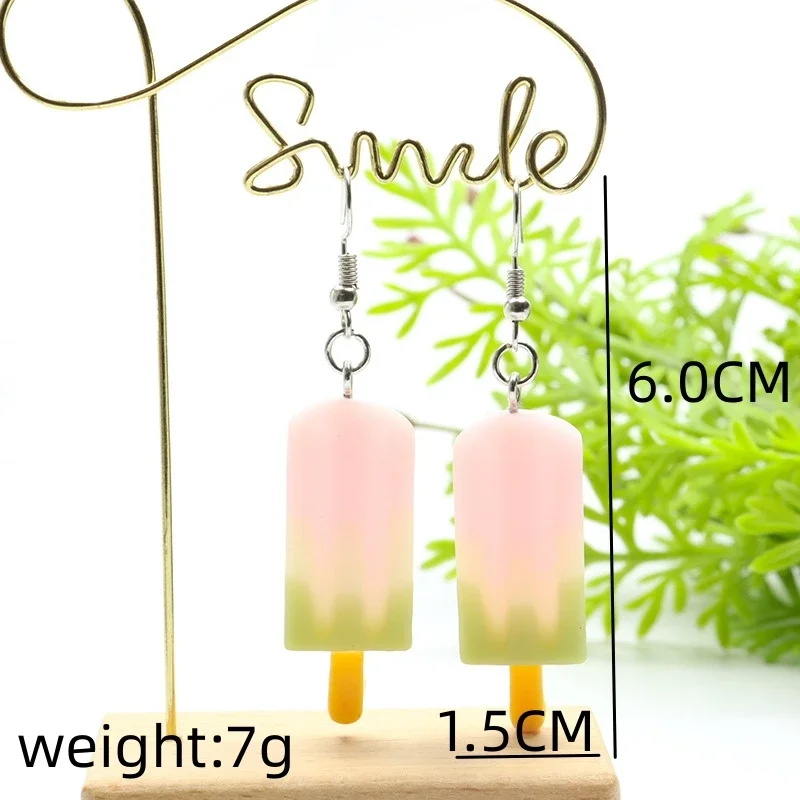 Food Ice Cream Popsicle Drop Earrings for Women Simple Jelly Colored Candy Resin Food Ear Jewelry Trend Creative Accessories