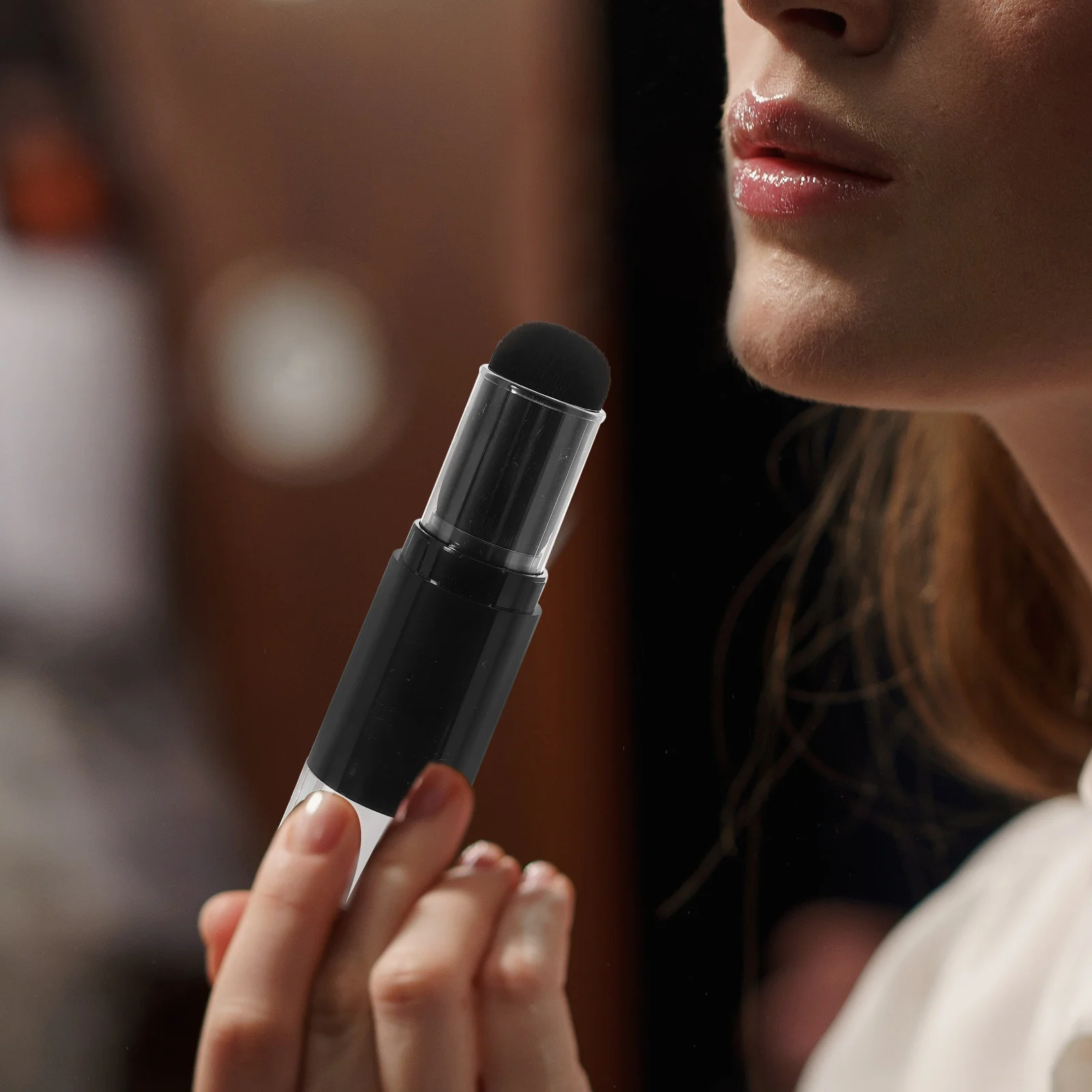 

Refillable Powder Brush for Loose Foundation Makeup Supplies Travel Nail Dust Compact Black Fiber Bottle Durable