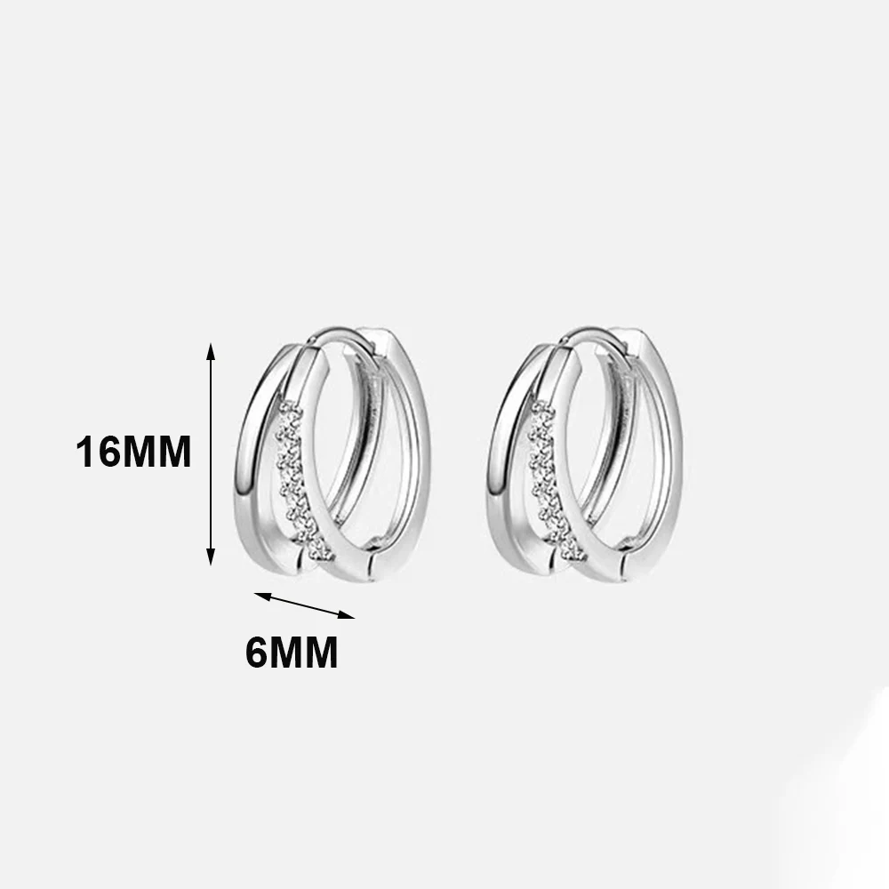 Real 925 Sterling Silver Double-layer Zircon Round Hoop Earrings For Women Trendy Fine Jewelry Niche Advanced Accessories