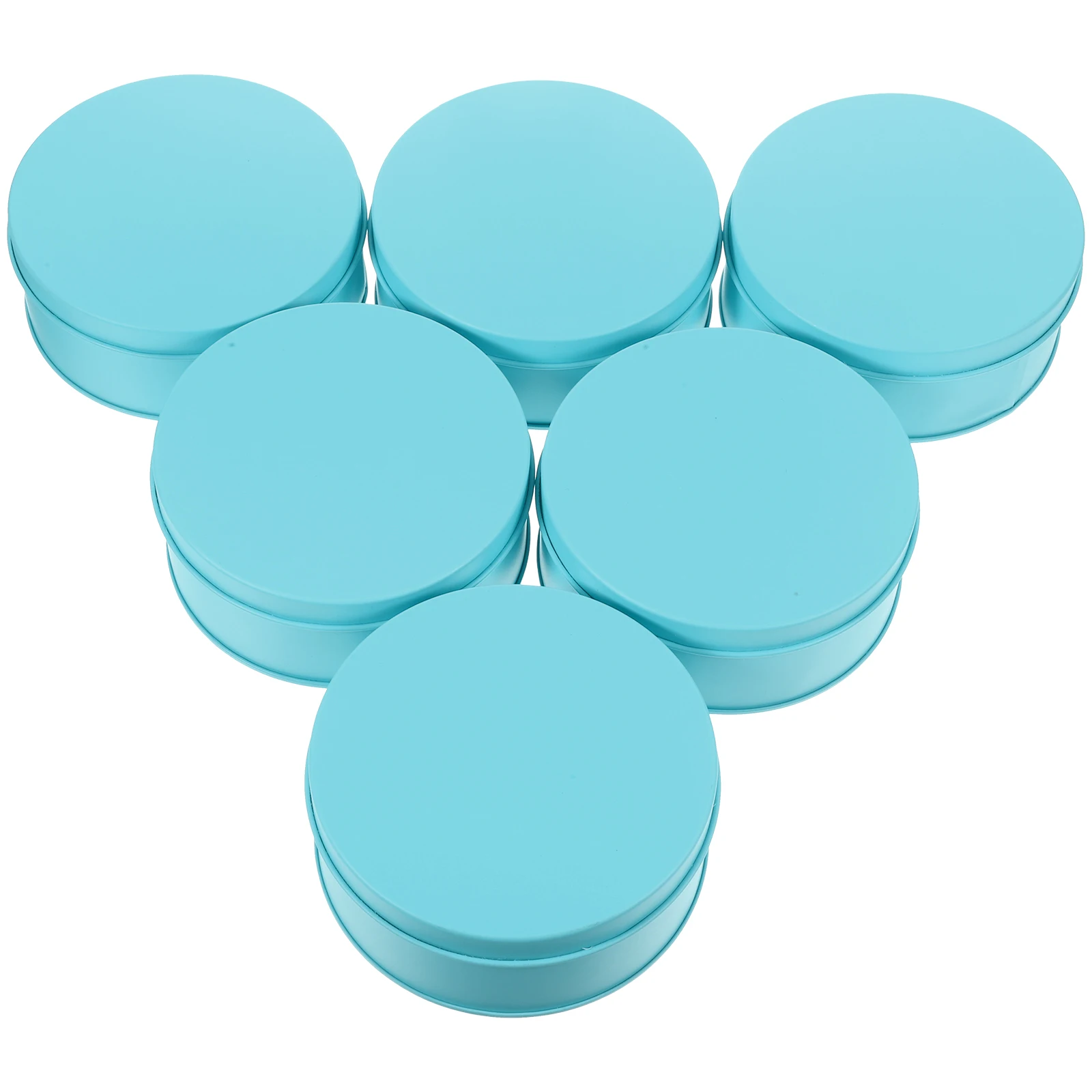 

6 Pcs Baking Tins with Lids Food Containers Metal Cookie Jars Airtight Decorative Sky-blue