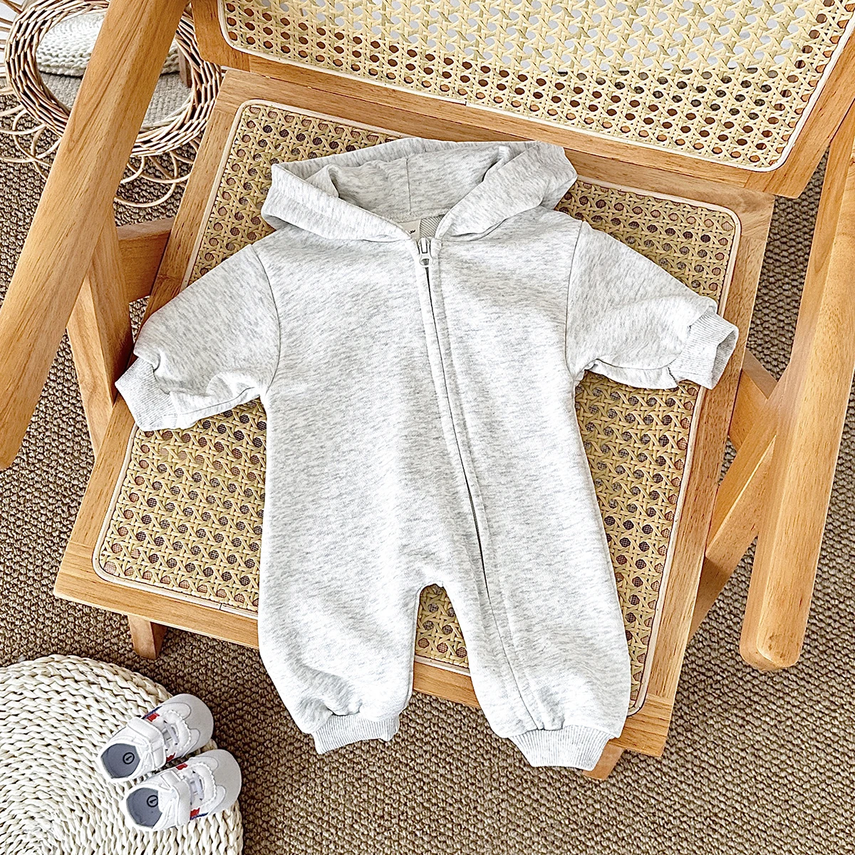 Fall Baby Boy Clothes Newborn Baby Boys Cotton Romper Stitching Long Sleeve Hooded Jumpsuit Girls Bodysuit 0-18M Clothing Autumn