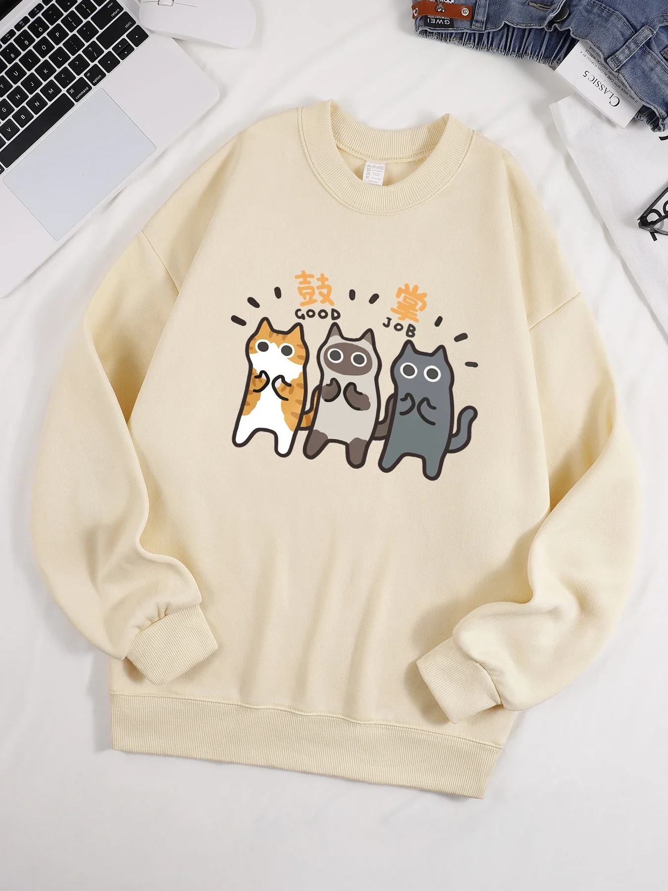 Laranja gato siam gato azul impressão moletom feminino roupas casuais crewneck topos outono streetwear roupas femininas