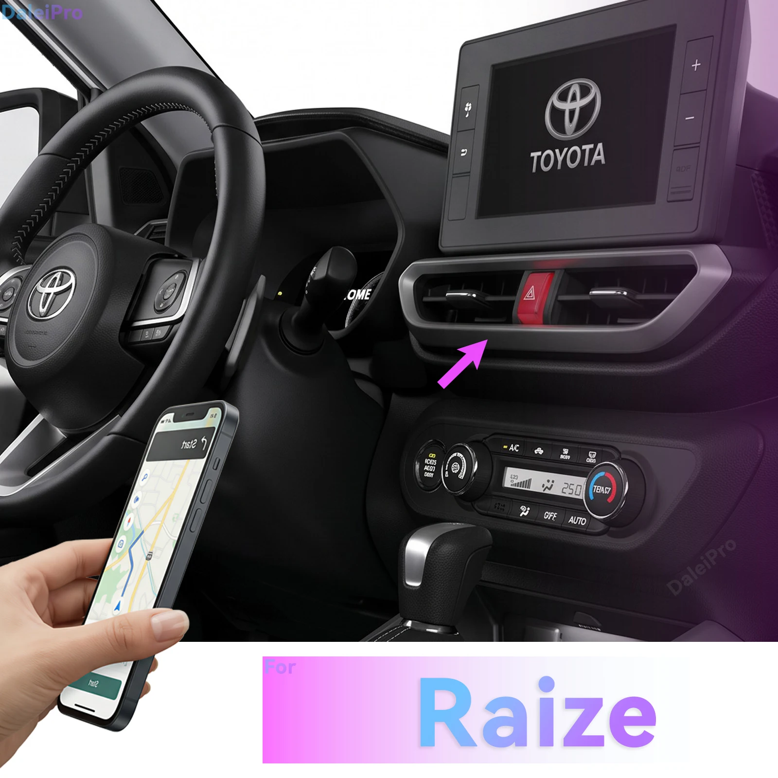 For Toyota Raize 2021 2022 2023 2024 2025 2026 Phone Holder, 2-in-1 Holder & Base Kit, OEM Clip-On Design Car Phone Holder Base