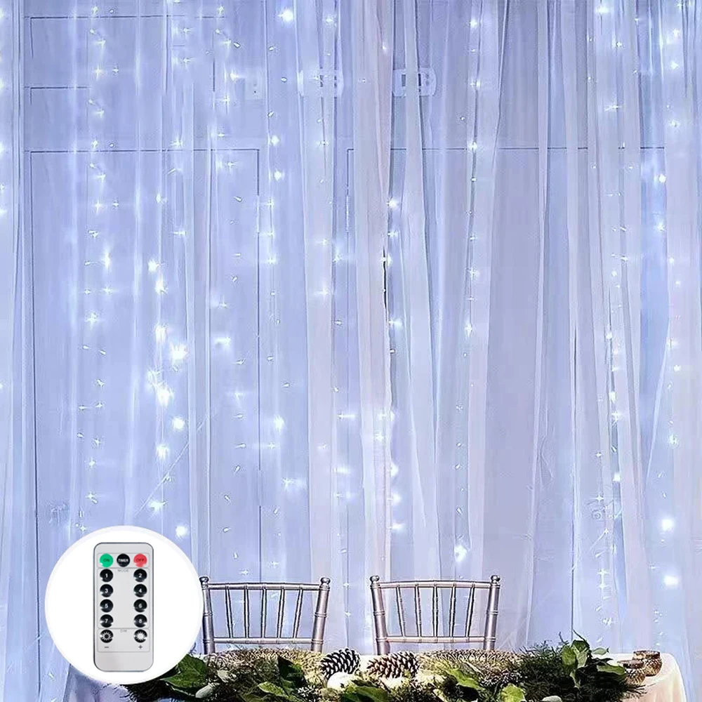 100-600LED Birthday Decoration LED 8 Mode Christmas Light USB Curtain String Light Wedding Fairy Light Navidad New Year 2026