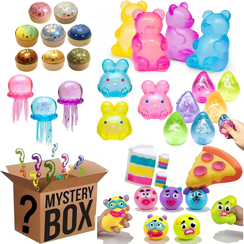 Popular Blind Box Mysterious Cute Little Bear Rabbit Soft Cute Toy Simulation Food Decompression Squeezing Decompression Toy