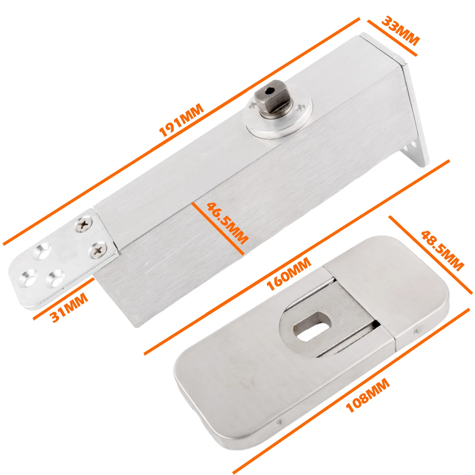 

Automatic Hinge Door Pivot Hinges Hydraulic Two-way Opening 1Set Brushed Silver Casting Aluminium Conceal Heavy