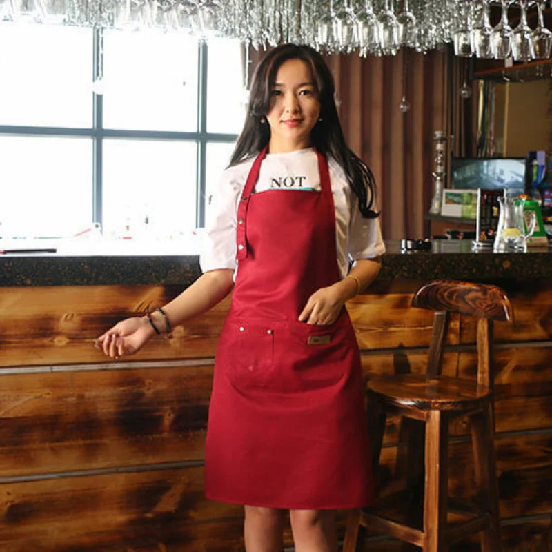 

3 Options New Fashion Kitchen Aprons for Woman Men Chef Work Apron for Grill Restaurant Bar Shop Cafes Beauty Studios Uniform