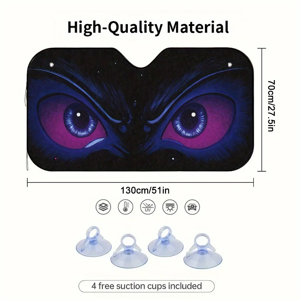 1pc Vivid Watchful Eyes Car Sun Visor, Quick Installation, Ideal For Long-distance Travel, Daily Commutes, And Family Outings