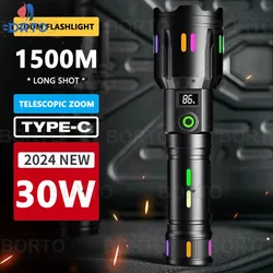 26650 Powerful Super Strong Tactical Flashlight Rechargeable Head Laser LED Light Torch Gun With USB Charging Camping Self-Defen