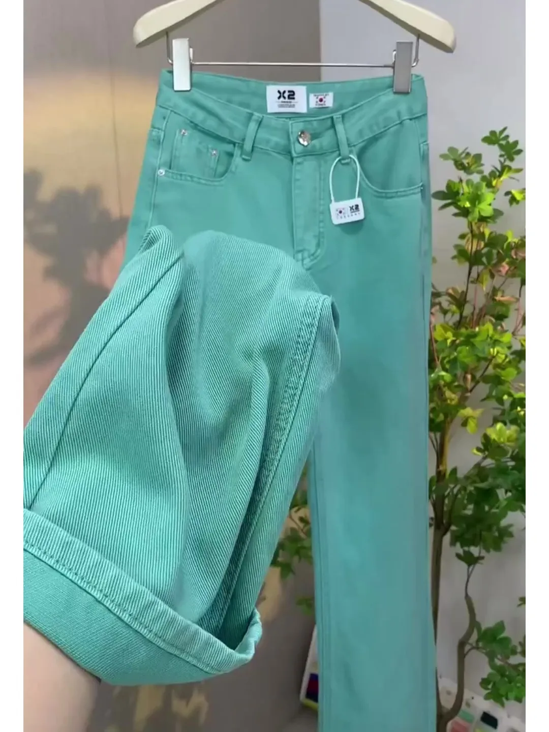 

M-4XL High Waist Candy Color Women Jeans Spring Summer Solid Straight Denim Pants 2023 New Fashion Female Wide Leg Trousers