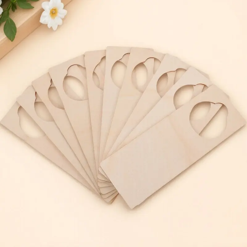 10Pcs Wooden Doorknob Hanging Blank Sign Smooth Surface DIY Painting Plaque Home Decoration Direction Warning Sign