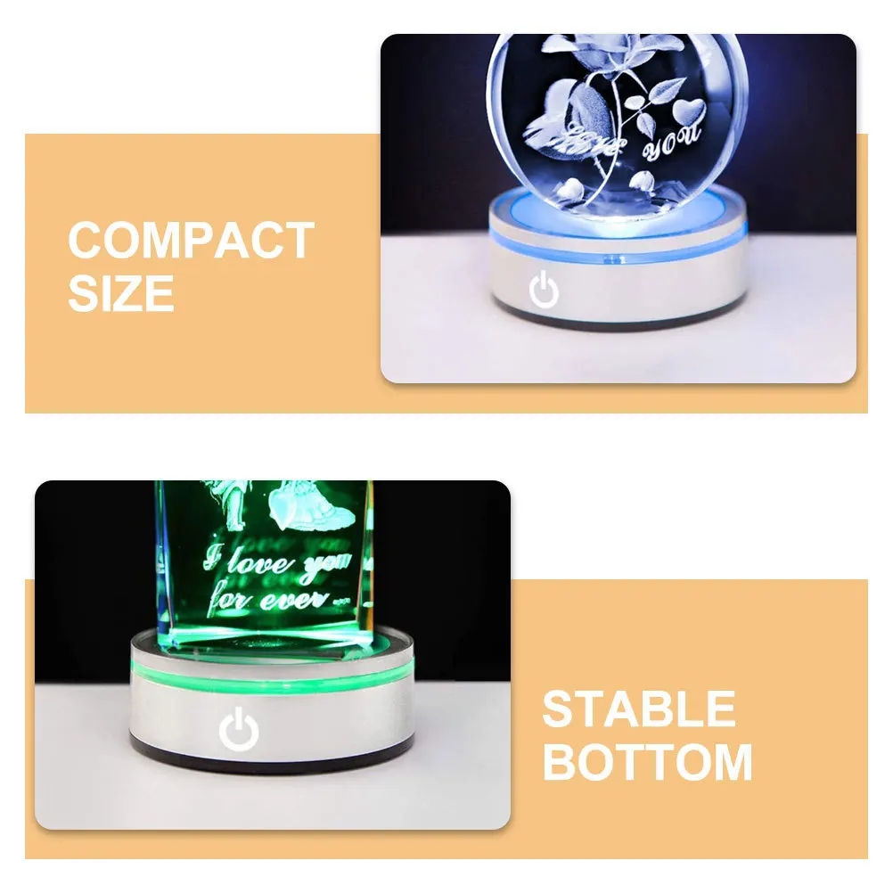 

2pcs Led Touch Switch Crystal Ball Light Base Color Changing Plastic Illuminated Stand For Crystal Display Decor Night Light